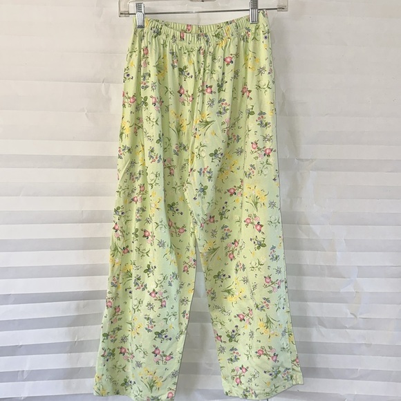 Other - Women’s Pale Green Floral Pajama Pants Size Small Elastic Waist Sleepwear Lounge
